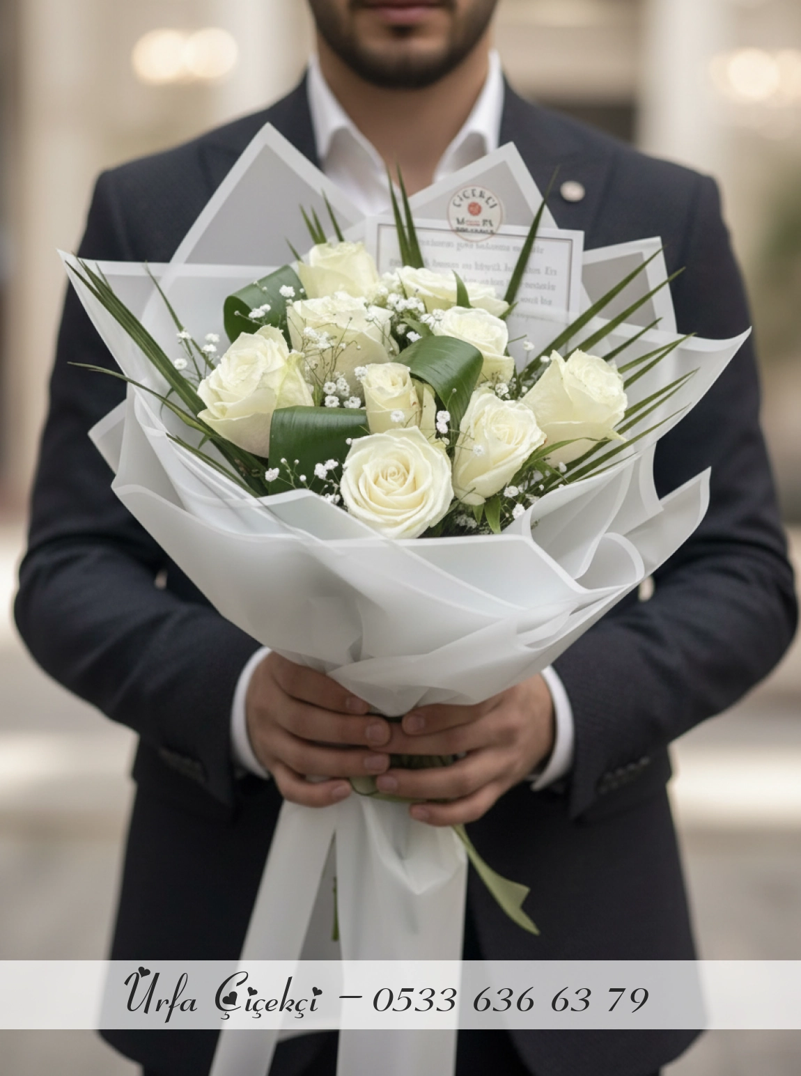 10 Adet Beyaz Gül Buket’i