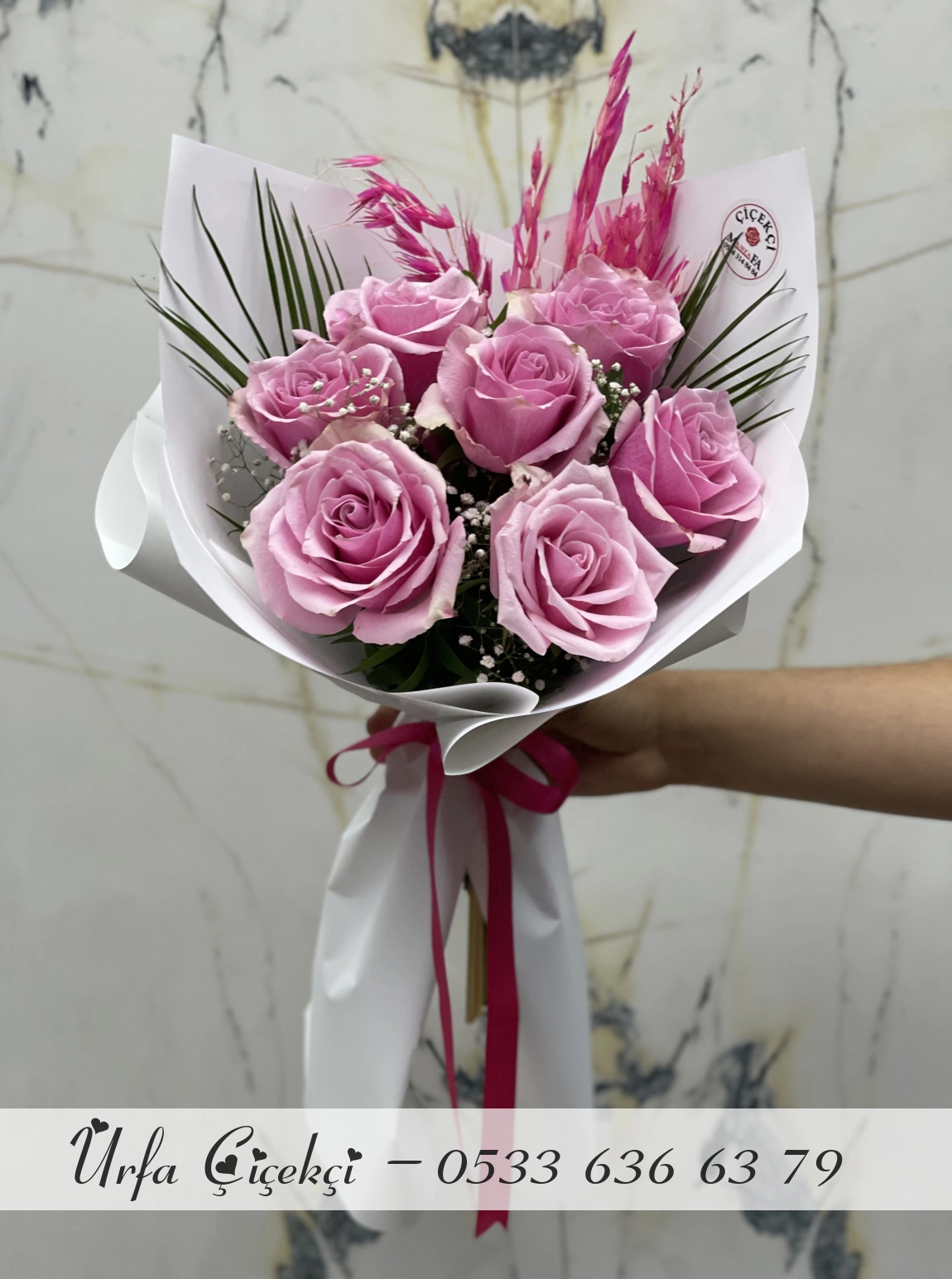 7 Li Pembe Gül Buketi