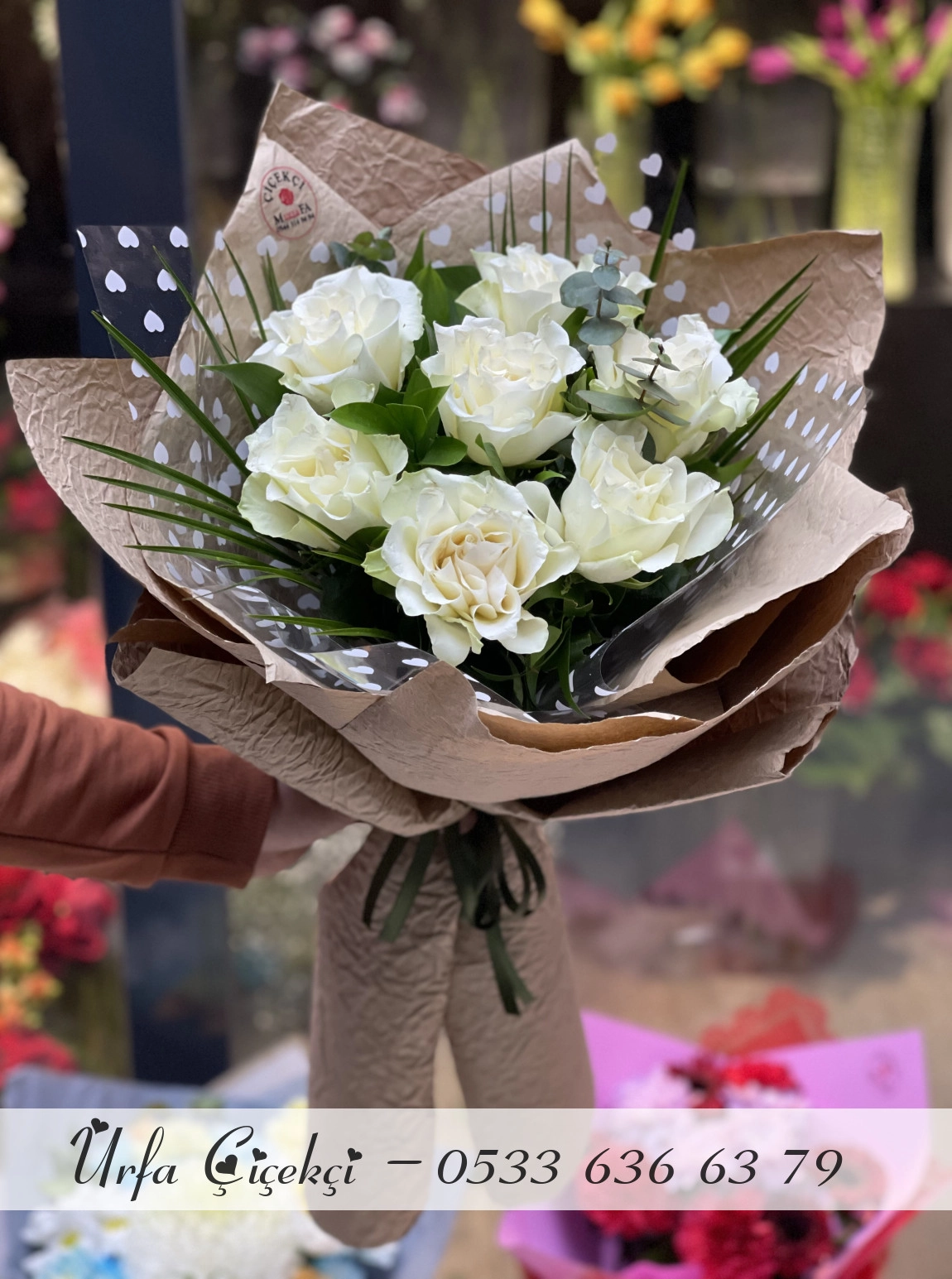 7 Li Spesiyal Beyaz Gül Buketi