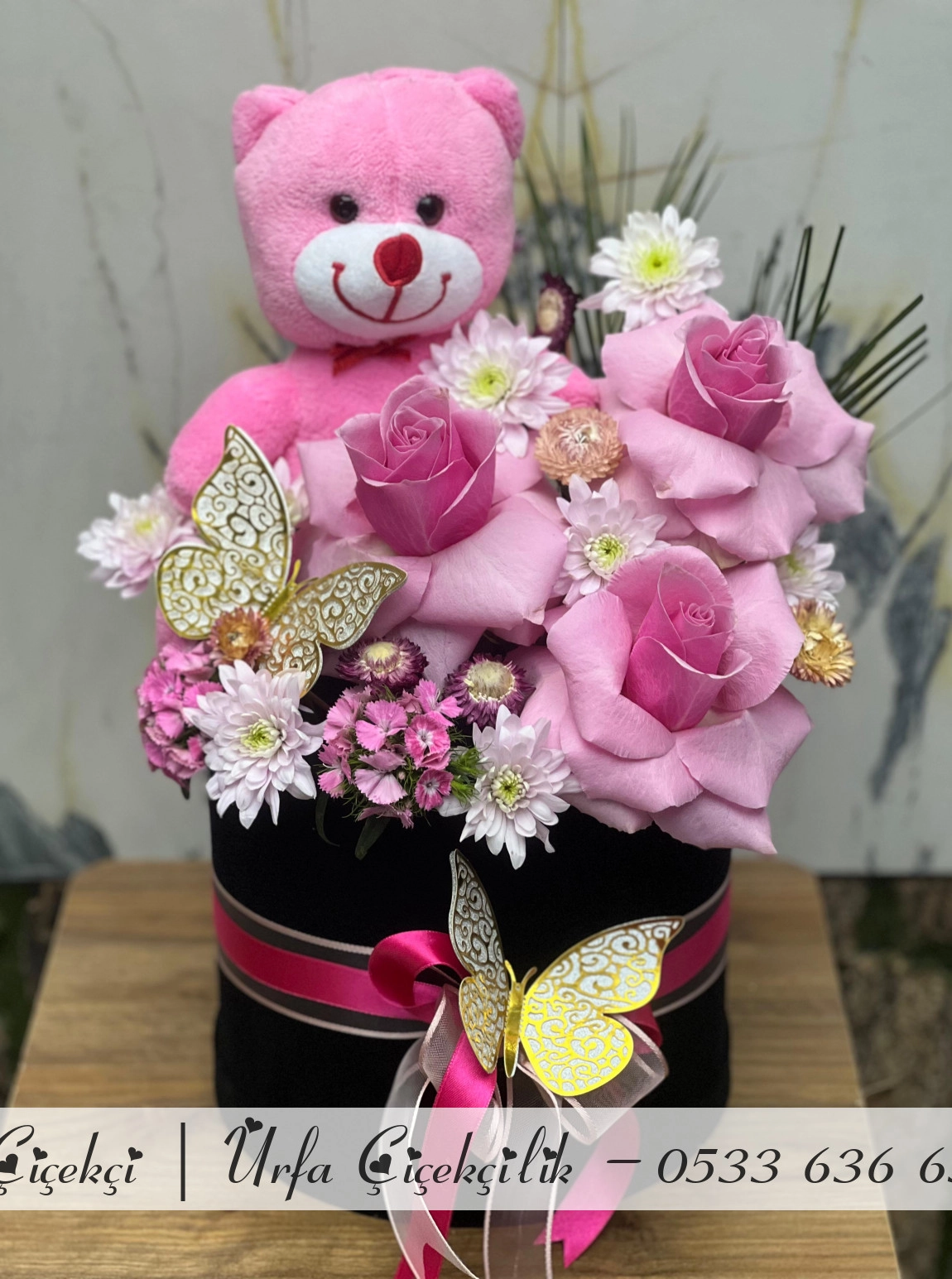 Kutuda Ayıcıklı Canlı Çiçek