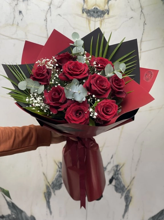 9 Adet Büyük Gül Buketi