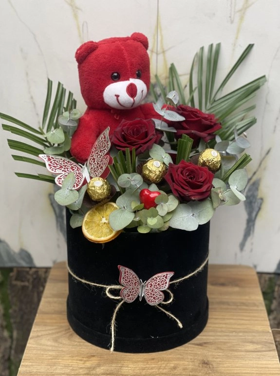 Ayıcıklı,  Çikolatalı Gül Kutusu